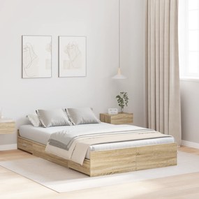 vidaXL Κρεβάτι με αποθηκευτικό χώρο Sonoma Δρυς 120 x 200 cm