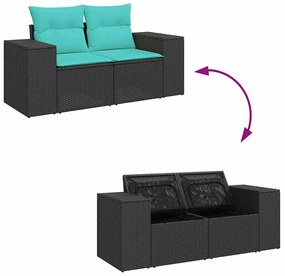 vidaXL Σετ Καναπέ Κήπου 5 Τεμαχίων Μαύρο Συνθετικό Ρατάν με Μαξιλάρια