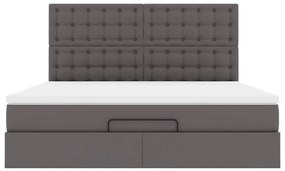 vidaXL Οθωμανικό κρεβάτι με στρώμα Γκρι 180x200cm Faux Leather
