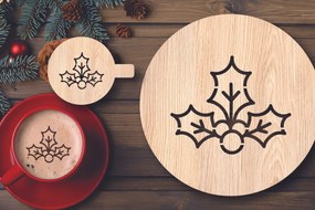 Σετ των 2 Intra απο ξύλο plywood 3mm-4mm πάχος Χριστουγεννιάτικο στένσιλ καφέ με λέιζερ Δίασταση 15x15 cm INTRAFABR-108529538