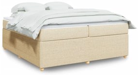 Κρεβάτι Boxspring με Στρώμα Κρεμ 200x200 εκ. Υφασμάτινο - Κρεμ