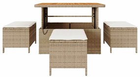 vidaXL Σέτ φαγητού για κήπο Μπεζ συνθετικό ρατάν
