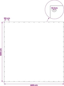vidaXL Μουσαμάς με Ύφανση Leno Λευκός 6x6 μ. 140 γρ./μ²