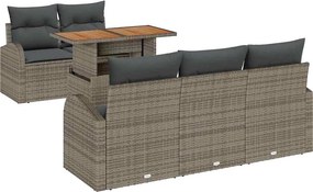 vidaXL Σετ Καναπέ Κήπου με μαξιλάρι 6 pcs Γκρι