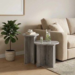 vidaXL Σετ βοηθητικά τραπεζάκια 2 τεμ. Γκρι Sonoma Ø 45 x 35 cm