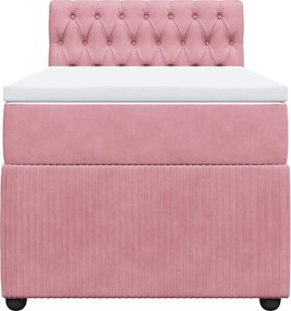 vidaXL Κρεβάτι Boxspring με Στρώμα Ροζ 90x190 εκ. Βελούδινο