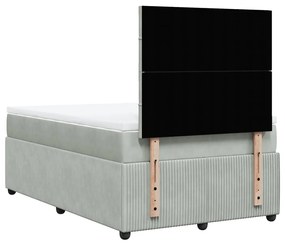 vidaXL Κρεβάτι Boxspring με Στρώμα Ανοιχτό Γκρι 120x190 εκ. Βελούδινο