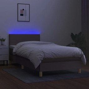 ΚΡΕΒΑΤΙ BOXSPRING ΜΕ ΣΤΡΩΜΑ &amp; LED TAUPE 90X200 ΕΚ. ΥΦΑΣΜΑΤΙΝΟ 3133529