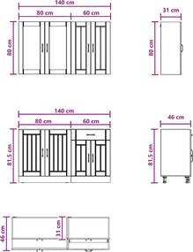 vidaXL Μονάδα κουζίνας LUCCA 4 pcs Γκρι Sonoma Επεξεργασμένο Ξύλο