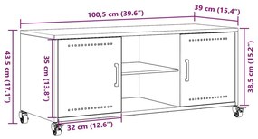 Έπιπλο Τηλεόρασης Λευκό 100,5x39x43,5 εκ. Ατσάλι - Λευκό