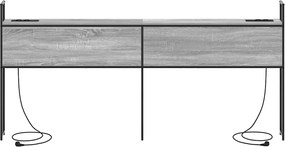 vidaXL Κεφαλάρι Αποθήκης με Σταθμό Φόρτισης Γκρι sonoma