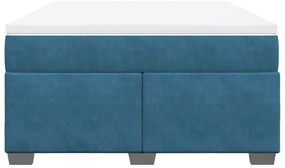 vidaXL Κρεβάτι Boxspring με Στρώμα Σκούρο Μπλε 140x190 εκ. Βελούδινο
