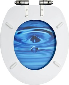 vidaXL Καλύμματα Λεκάνης με Soft Close 2 τεμ. Σχέδιο Σταγόνες Μπλε MDF