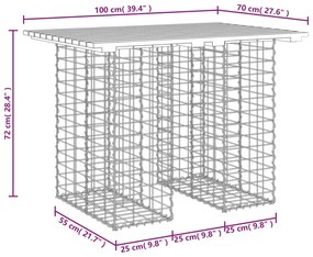 Πάγκος Κήπου Συρματοκιβώτιο 100x70x72 εκ. Μασίφ Ψευδοτσούγκα - Καφέ