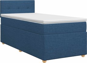 vidaXL Κρεβάτι box spring με στρώμα Μπλε 100 x 200 cm Ύφασμα