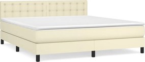 vidaXL Κρεβάτι Boxspring με Στρώμα Κρεμ 180x200 εκ. Συνθετικό Δέρμα