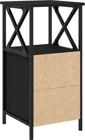 vidaXL Κομοδίνο Μαύρη Οξυά 34 x 35,5 x 70 εκ Επεξεργασμένο ξύλο