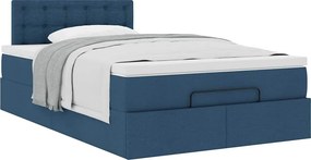 vidaXL Οθωμανικό κρεβάτι με στρώμα μπλε 120x200cm ύφασμα