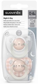 Suavinex Πιπίλα Φυσιολογική SX PRO Σιλικόνη Night&amp;Day 0-6μ Rabbit 2τεμ