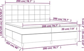 vidaXL Κρεβάτι Boxspring με Στρώμα Μαύρο 200x200 εκ. Υφασμάτινο