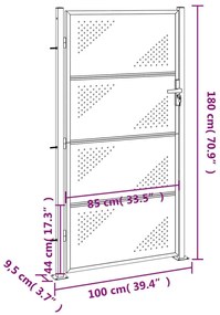 Πόρτα Περίφραξης Κήπου 100 x 180 εκ. από Ανοξείδωτο Ατσάλι - Ασήμι