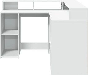vidaXL Γραφείο με LED Λευκό 130x130x91 εκ. από Επεξεργασμένο Ξύλο