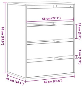 Συρταριέρα Γκρι Σκυροδέματος 60x41x76 εκ. Επεξεργ. Ξύλο - Γκρι