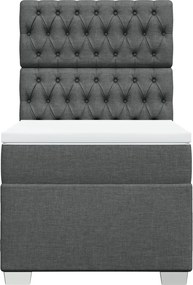 vidaXL Κρεβάτι Boxspring με Στρώμα Σκούρο Γκρι 90x200 εκ. Υφασμάτινο
