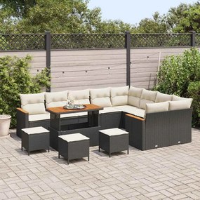 vidaXL Σετ Καναπέ Κήπου με μαξιλάρι 13 pcs Μαύρο Πολυ ράταν