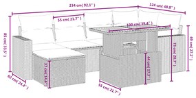 vidaXL Καναπές Σετ 7 Τεμαχίων Μαύρο Συνθετικό Ρατάν με Μαξιλάρια