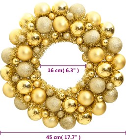 vidaXL Στεφάνι Χριστουγεννιάτικο Χρυσό 45 εκ. από Πολυστυρένιο