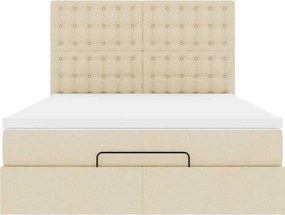 vidaXL Οθωμανικό κρεβάτι με στρώμα Cream 140x190cm ύφασμα