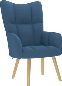 vidaXL Πολυθρόνα Relax Μπλε Υφασμάτινη με Υποπόδιο