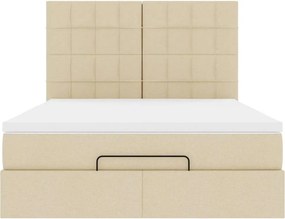 vidaXL Οθωμανικό κρεβάτι με στρώμα Cream 140x200cm ύφασμα