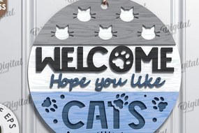 Intra απο ξύλο plywood 3mm-4mm πάχος Σχέδιο κοπής με λέιζερ στρογγυλή πινακίδα γάτα Δίασταση 30x20 cm INTRAFABR-111283679