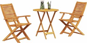 vidaXL Φορητό Σετ Μπιζερί 3 pcs Καφέ Στερεό Ξύλο Ακακίας