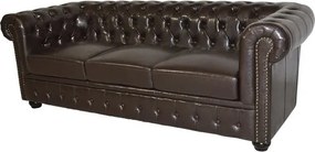 ΚΑΝΑΠΕΣ 3ΘΕΣΙΟΣ T.CHESTERFIELD HM3009.01 ΤΕΧΝΟΔΕΡΜΑ ΣΚΟΥΡΟ ΚΑΦΕ 208x90x73Υ εκ.
