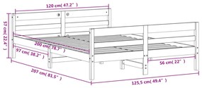 Σκελετός Κρεβατιού Χωρίς Στρώμα 120x200 εκ Μασίφ Ξύλο Πεύκου - Καφέ