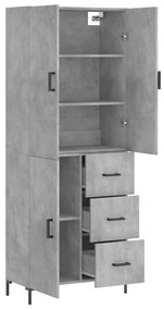 vidaXL Ντουλάπι Γκρι Σκυροδέματος 69,5x34x180 εκ. Επεξεργασμένο Ξύλο