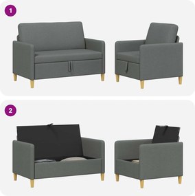 vidaXL Σαλονάκι Σετ Με Αποθηκευτικό Χώρο 2 pcs Σκούρο Γκρι Πολυεστέρας