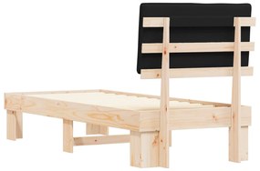 vidaXL Σκελετός Κρεβατιού με Επενδεδυμένο Κεφαλάρι Μαύρο 80 x 200 cm