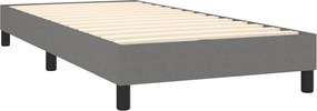 vidaXL Κρεβάτι Boxspring με Στρώμα &amp; LED Σκ.Γκρι 90x190 εκ. Υφασμάτινο