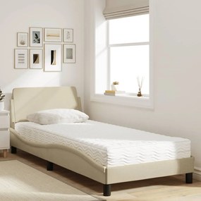 vidaXL Κρεβάτι με Στρώμα Dover Κρεμ 90x190 εκ.Υφασμάτινο