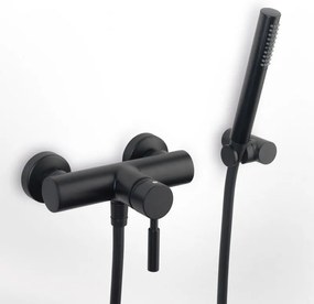 La Torre New Tech Black Matt Μπαταρία Ντουζιέρας με Tηλέφωνο Anticalcare, Eπίτοιχο Στήριγμα Τηλεφώνου&amp;Άθραυστο Σπιράλ 12060-400