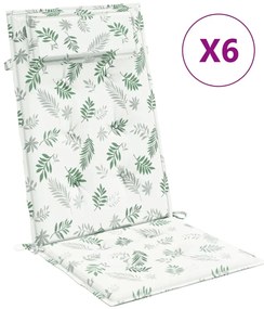 vidaXL Μαξιλάρια Καρέκλας με Ψηλή Πλάτη 6 τεμ. Σχ. Φύλλα Ύφασμα Oxford