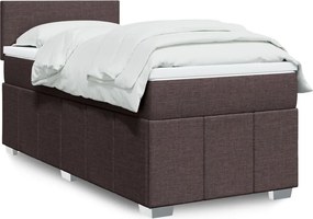 vidaXL Κρεβάτι Boxspring με Στρώμα Σκούρο Καφέ 100x200 εκ. Υφασμάτινο