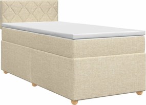 vidaXL Κρεβάτι box spring με στρώμα Κρεμ 100 x 200 cm Ύφασμα