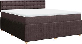 vidaXL Κρεβάτι Boxspring με Στρώμα Σκούρο Καφέ 200x200 εκ. Υφασμάτινο