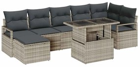 vidaXL Σετ Καναπέ Κήπου με μαξιλάρι 8 pcs Ανοιχτό γκρι
