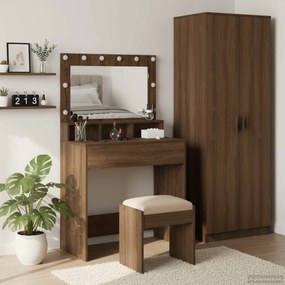 vidaXL Τραπέζι περιποίησης με ράφι Καφέ δρυς 75,5 x 41 x 135 εκ.